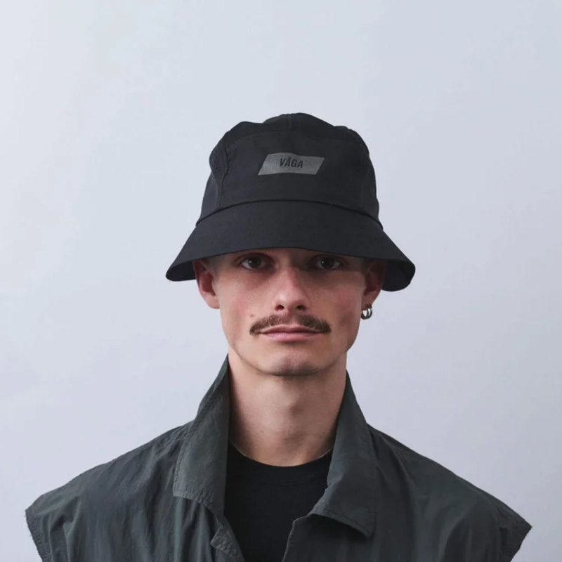 Vaga Feather Bucket Hat in Black-1