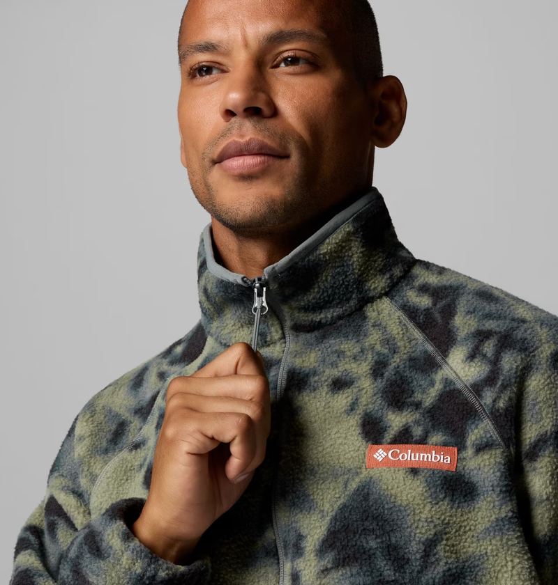 Columbia Men's Timber Crest MTR Fleece Printed HZ in Sedona Sage/Ice Blue-4