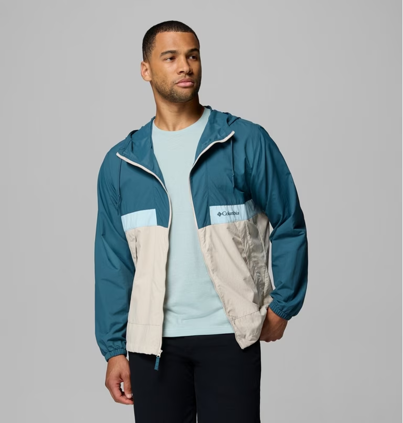 Columbia Men's Spire Valley Hooded Windbreaker in Everblue/Dark Stone-3