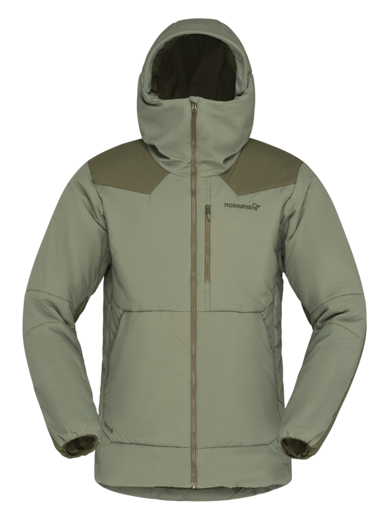 Norrona Men's Tamok Thermo80 Zip Hood in Olive Night/Deep Lichen Green