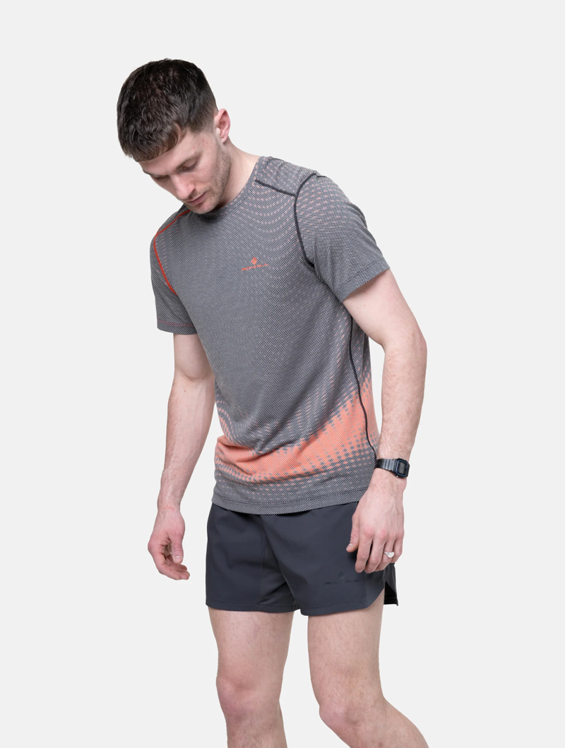 Ronhill Men's Tech Golden Hour Tee in Red Motion-4