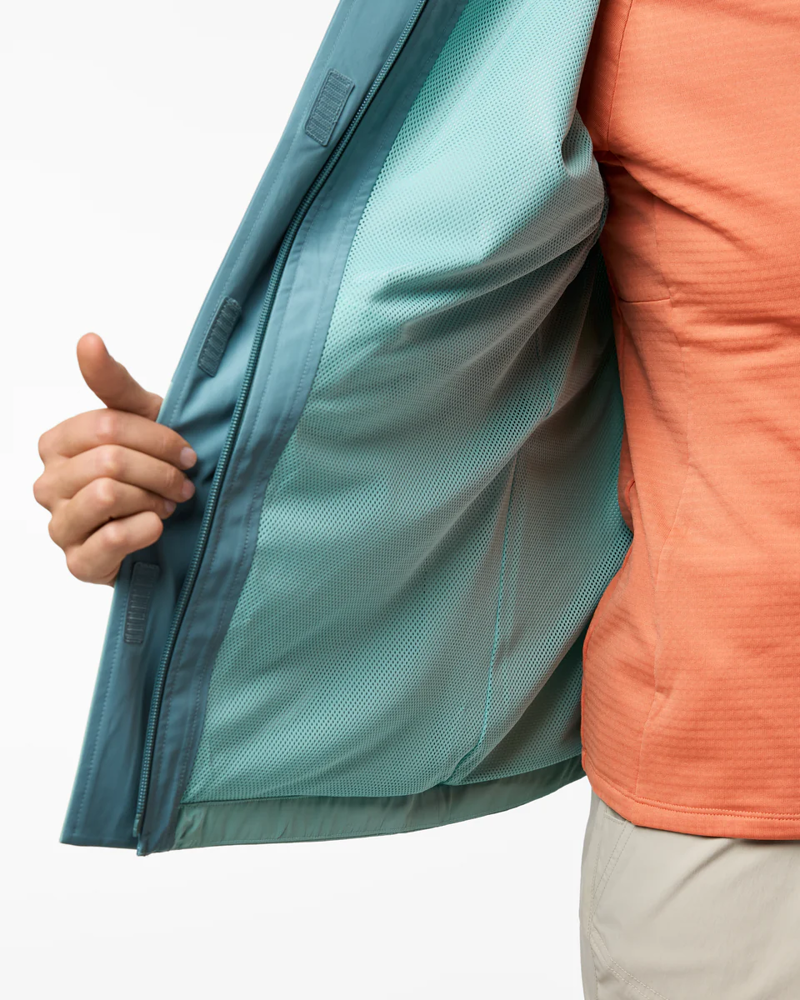 Cotopaxi Women's Rayu Rain Jacket in Everglade and Tide Pool-8