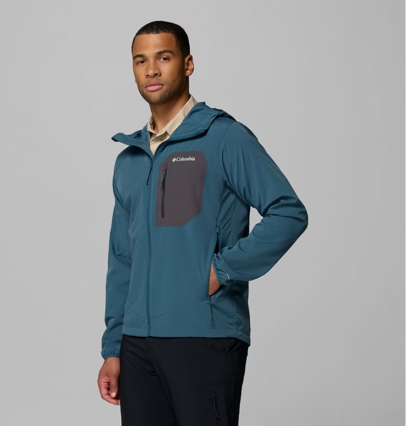 Columbia Men's Tall Heights III Hooded Softshell in Everblue/Shark-2