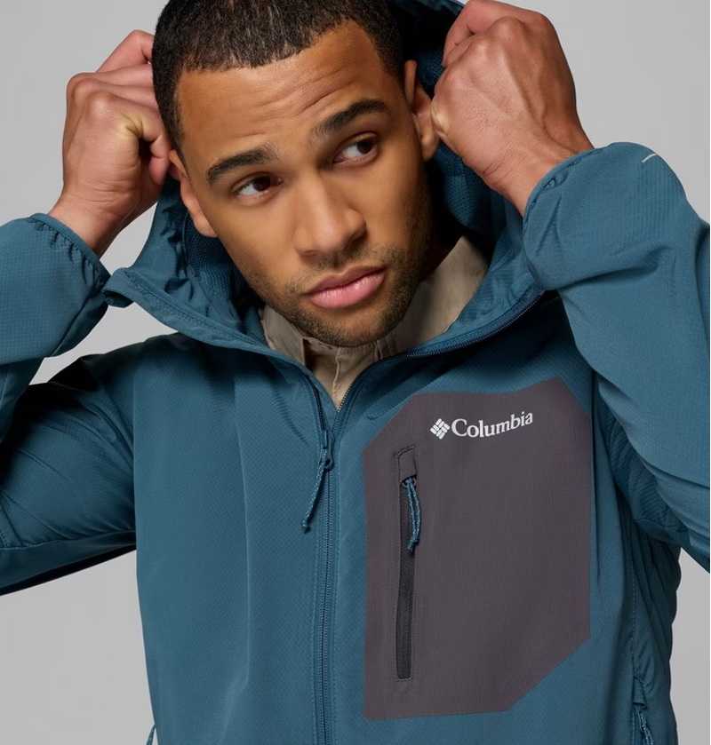 Columbia Men's Tall Heights III Hooded Softshell in Everblue/Shark-6