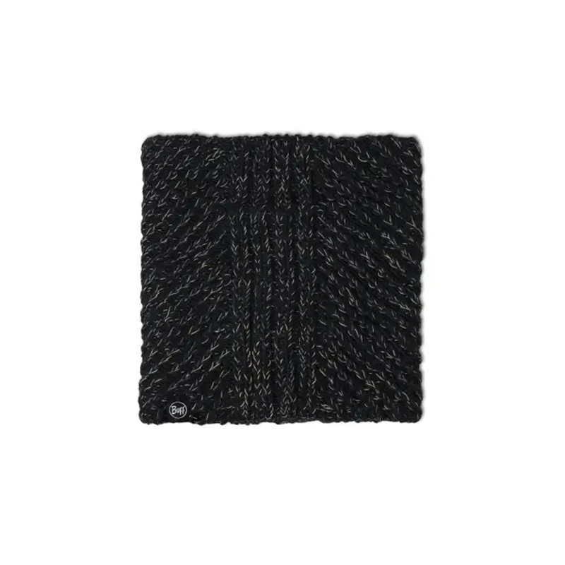 Buff Knitted and Fleece Neckwarmer in Akna Black-1