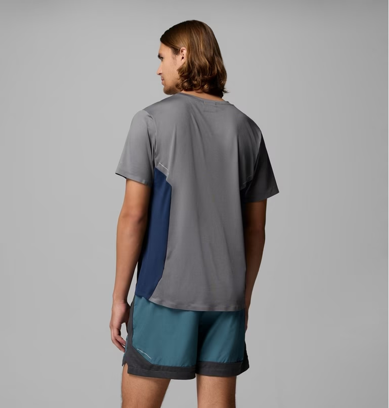Columbia Men's Three Pitch Crew Tee in City Grey/Collegiate Navy-1