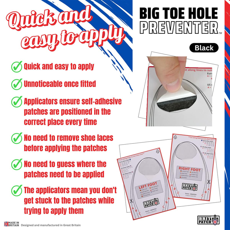 Brit Patch Big Toe Hole Preventer in Black-5