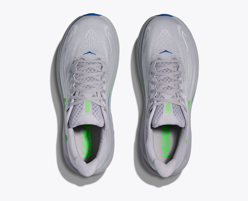 Hoka Men's Clifton 10 in Ash Grey/Neon Green-6