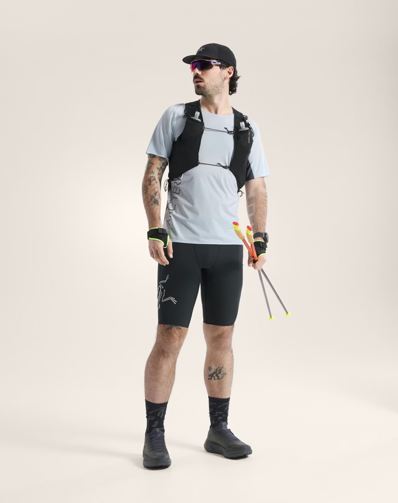 Arc'teryx Men's Norvan Downword Logo Tee in Alpine Blue/Dark Stratus-3