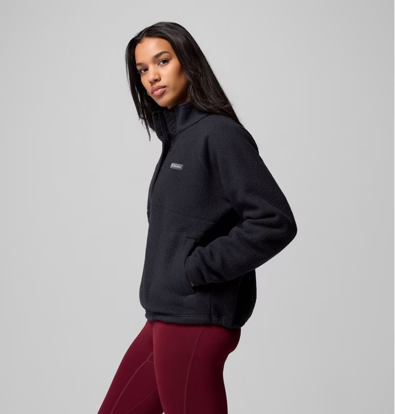 Columbia Women's Jasper Ridge Pebbled Fleece Half Snap in Black-1