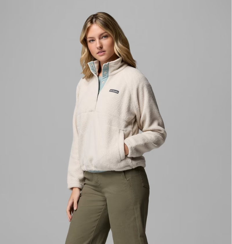 Columbia Women's Jasper Ridge Pebbled Fleece Half Snap in Dark Stone-1