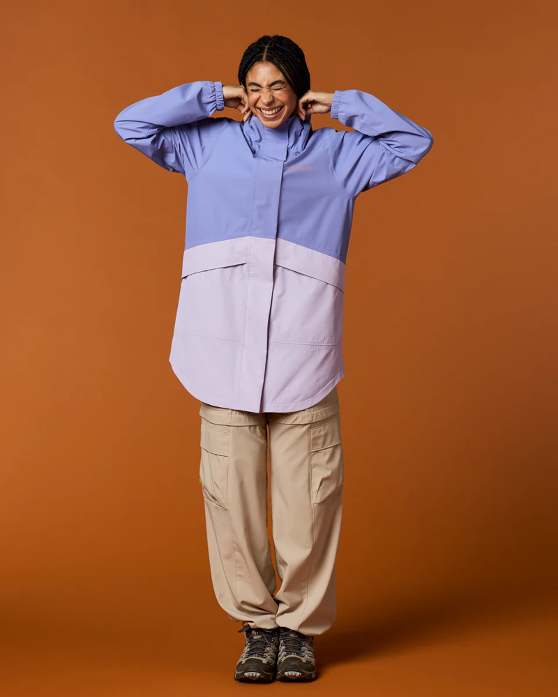 Cotopaxi Women's Rayu Rain Parka in Aster and Moonbeam-4