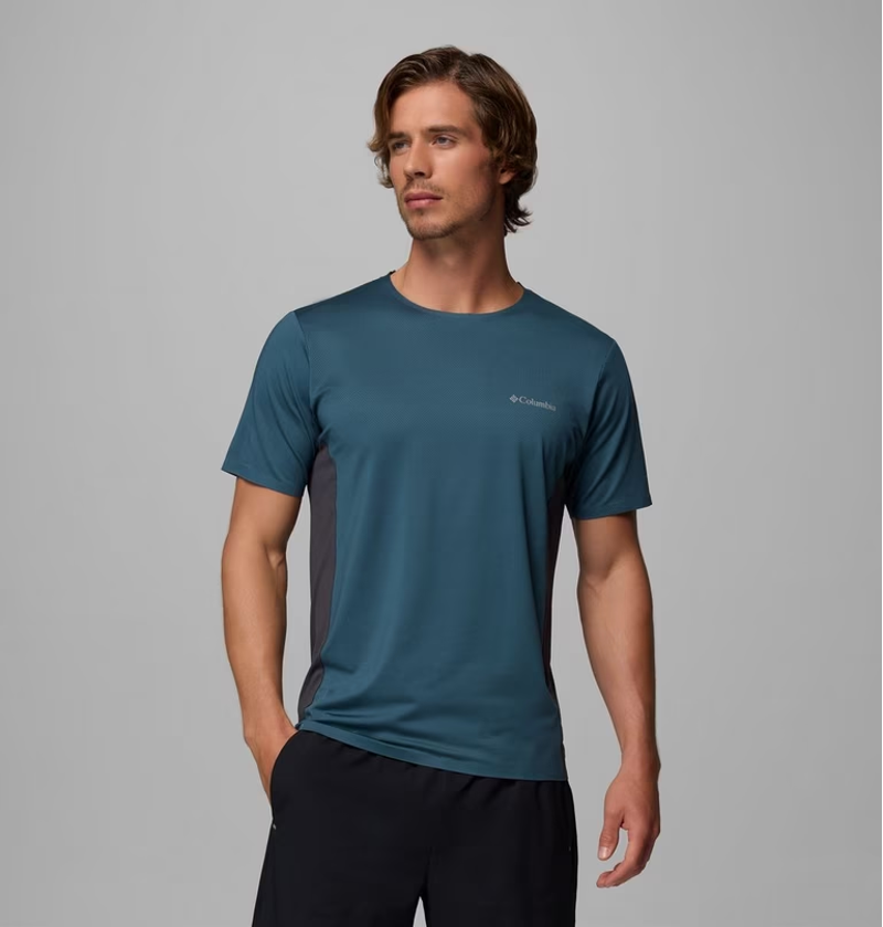 Columbia Men's Three Pitch Crew Tee in Everblue/Shark-2