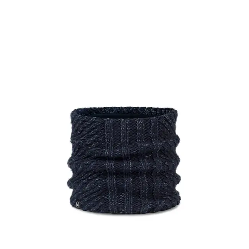Buff Knitted and Fleece Neckwarmer in Akna Night Blue