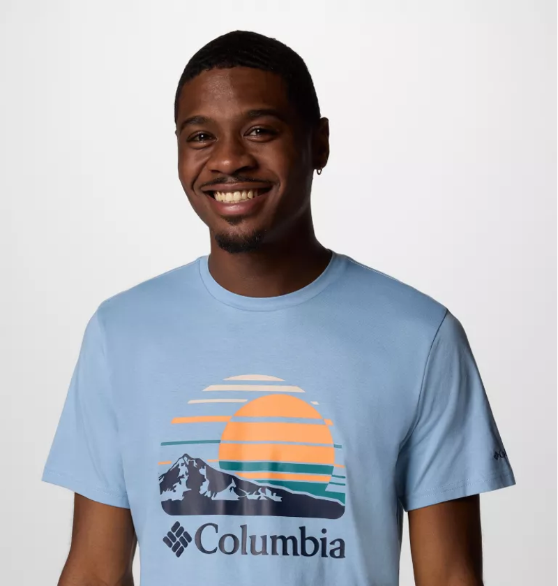 Columbia Men's Path Lake Graphic Tee II in Ripple Blue/Peaceful Perspective-3
