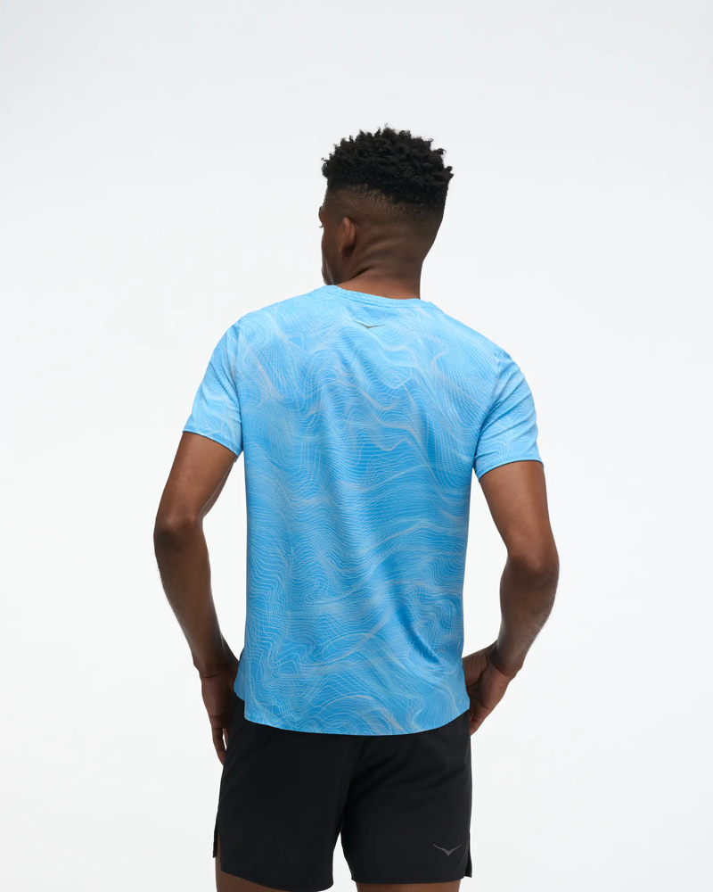 Hoka Men's EveryRun Tee in Mineral Blue Print-1