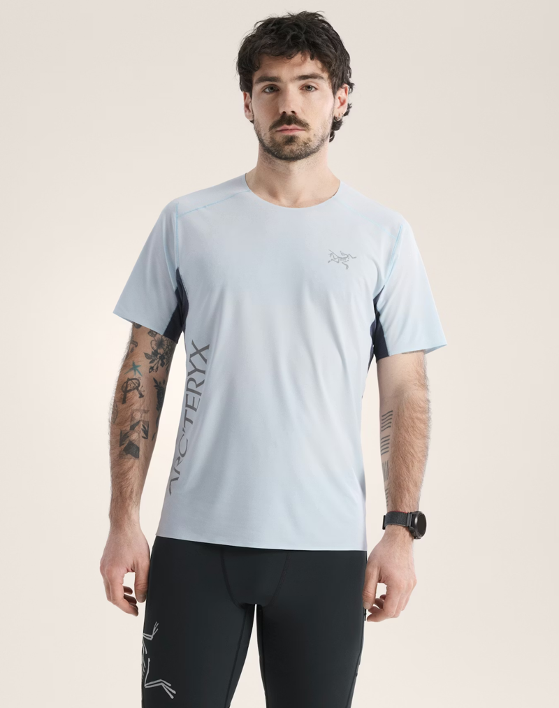 Arc'teryx Men's Norvan Downword Logo Tee in Alpine Blue/Dark Stratus-5
