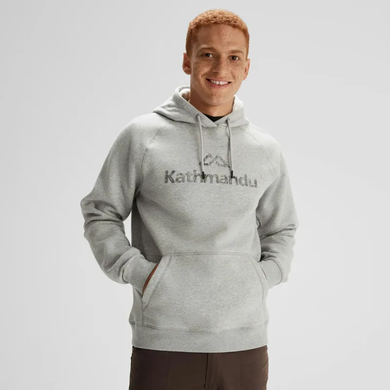 Kathmandu Men's Logo Brushed-Back Hoodie in Light Grey-1