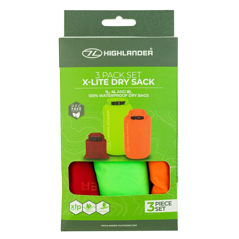 Highlander 3 Pack Set X-Lite Dry Sack in 1L/4L/8L-1