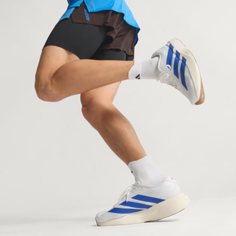 Adidas Men's Adizero Evo SL Shoes in Cloud White/Royal Blue/Pure Ruby-6