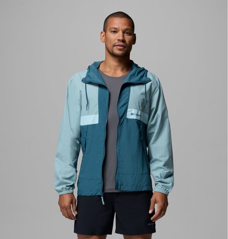 Columbia Men's Spire Valley Hooded Windbreaker in Crushed Blue/Everblue-2