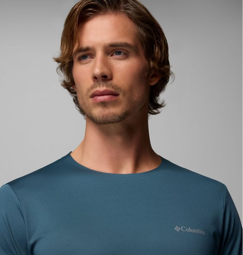 Columbia Men's Three Pitch Crew Tee in Everblue/Shark-3