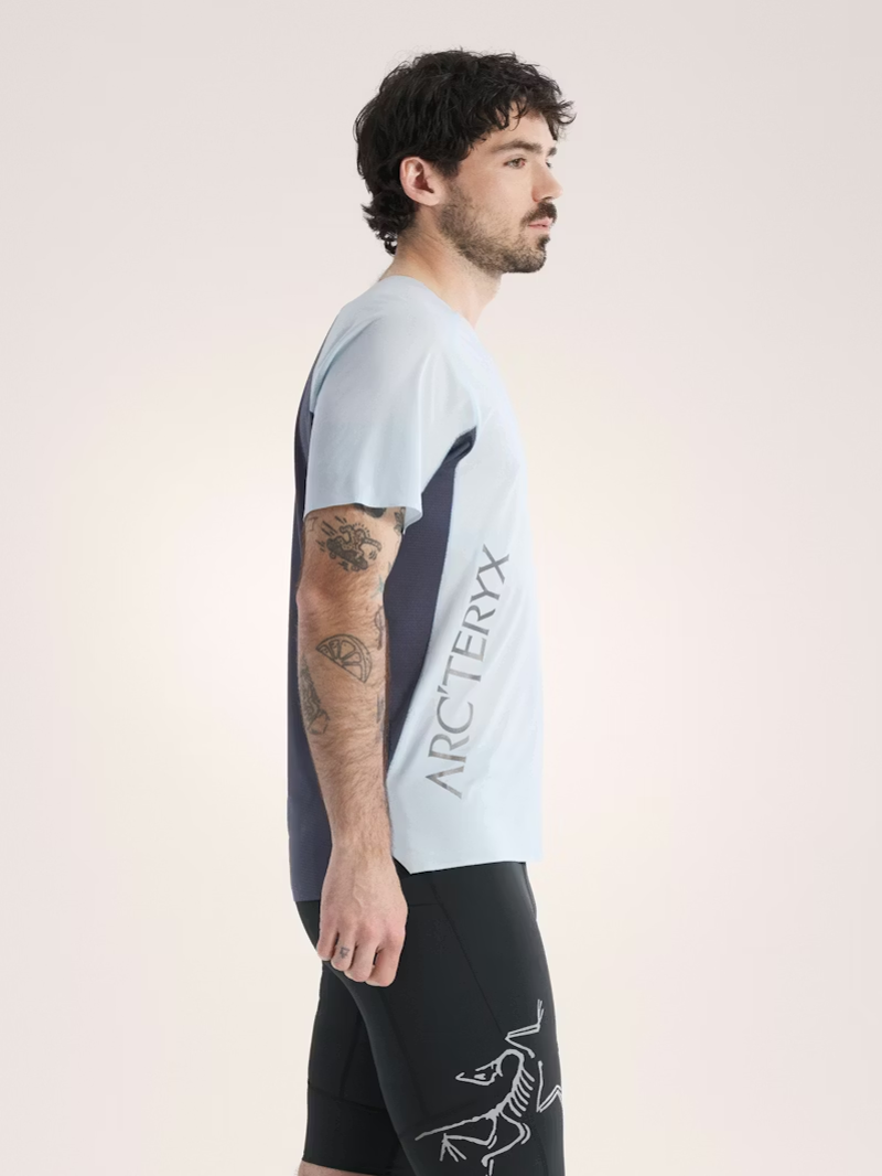 Arc'teryx Men's Norvan Downword Logo Tee in Alpine Blue/Dark Stratus-1