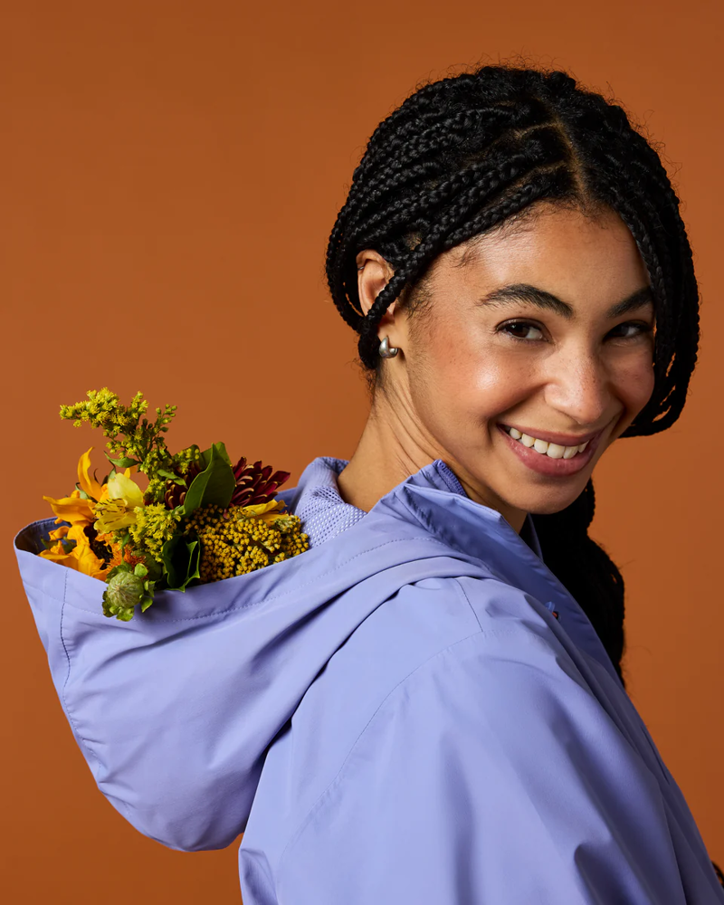 Cotopaxi Women's Rayu Rain Parka in Aster and Moonbeam-7