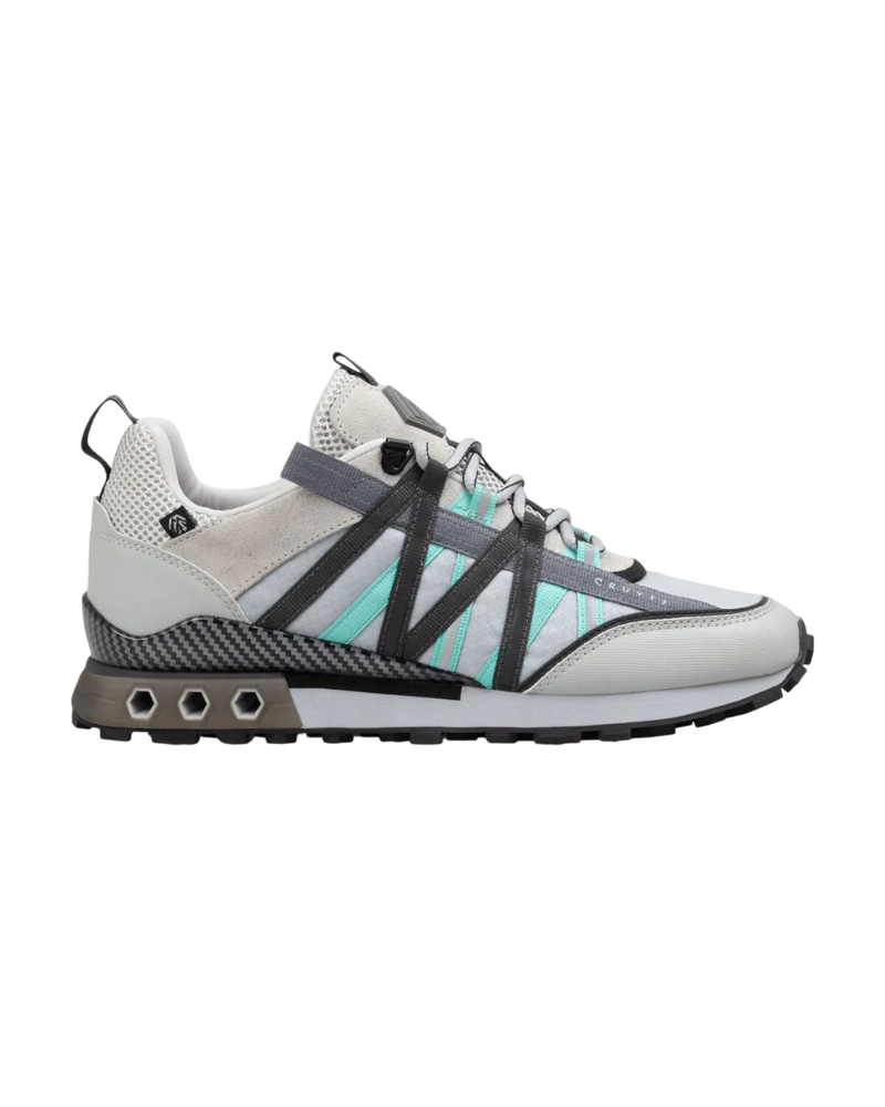 Cruyff Men's Fearia Hex-Tech Montserrat Shoes in Light Grey/Turquiose