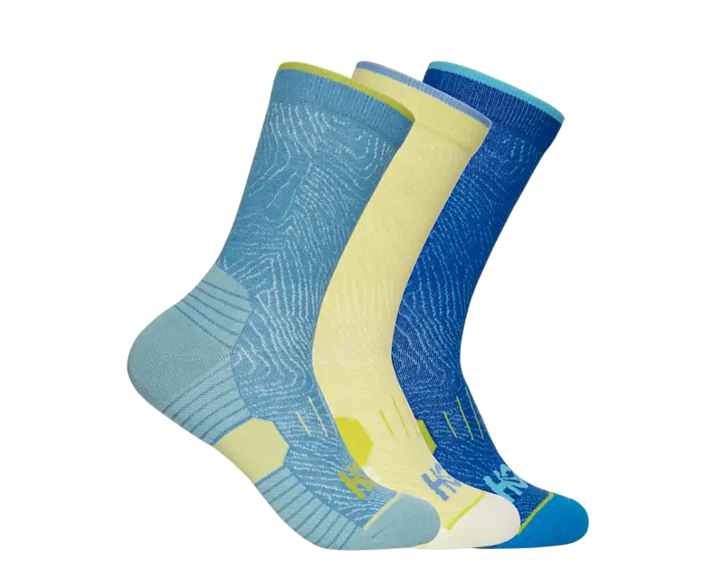 Hoka Crew Run Sock 3-Pack in Alpine Blue/Cardamon/Ultramarine