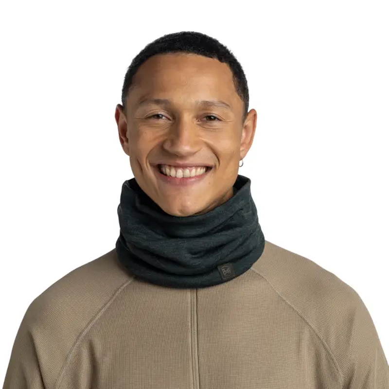 Buff Merino Heavyweight Neck Warmer in Solid Forest-2