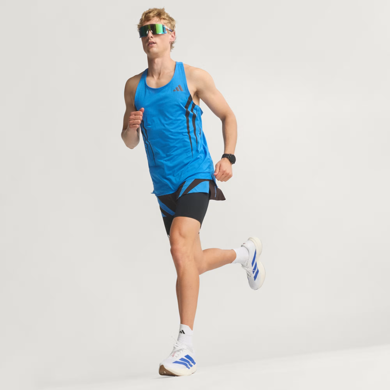 Adidas Men's Adizero Evo SL Shoes in Cloud White/Royal Blue/Pure Ruby-7