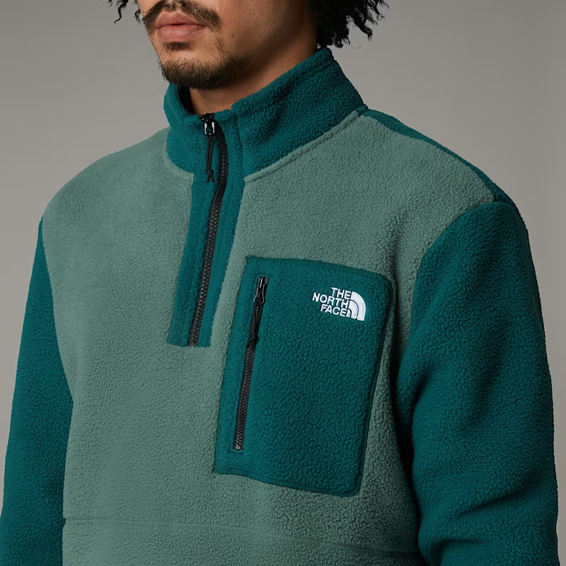 The North Face Men's Yumiori 1/4 Zip Fleece Jacket in Duck Green/Deep Nori/Black-5