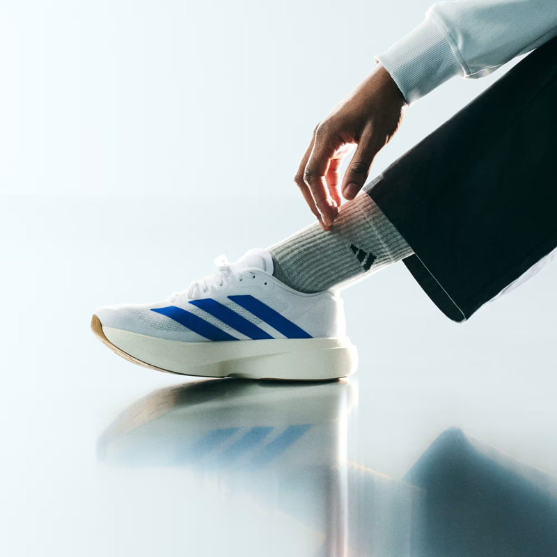 Adidas Men's Adizero Evo SL Shoes in Cloud White/Royal Blue/Pure Ruby-10