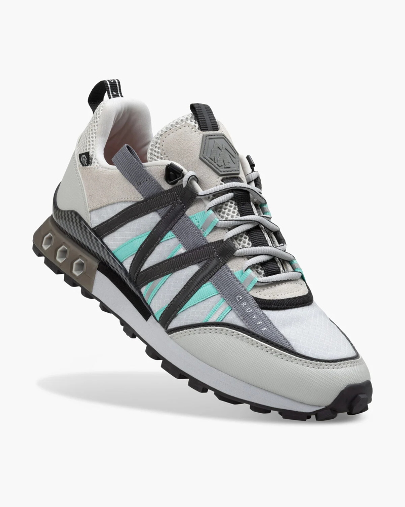 Cruyff Men's Fearia Hex-Tech Montserrat Shoes in Light Grey/Turquiose-1