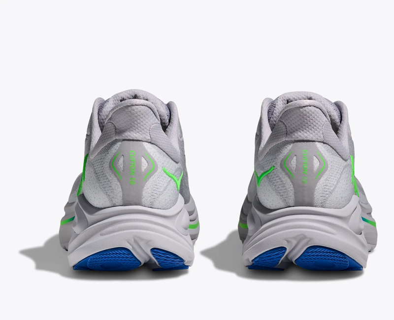 Hoka Men's Clifton 10 in Ash Grey/Neon Green-5