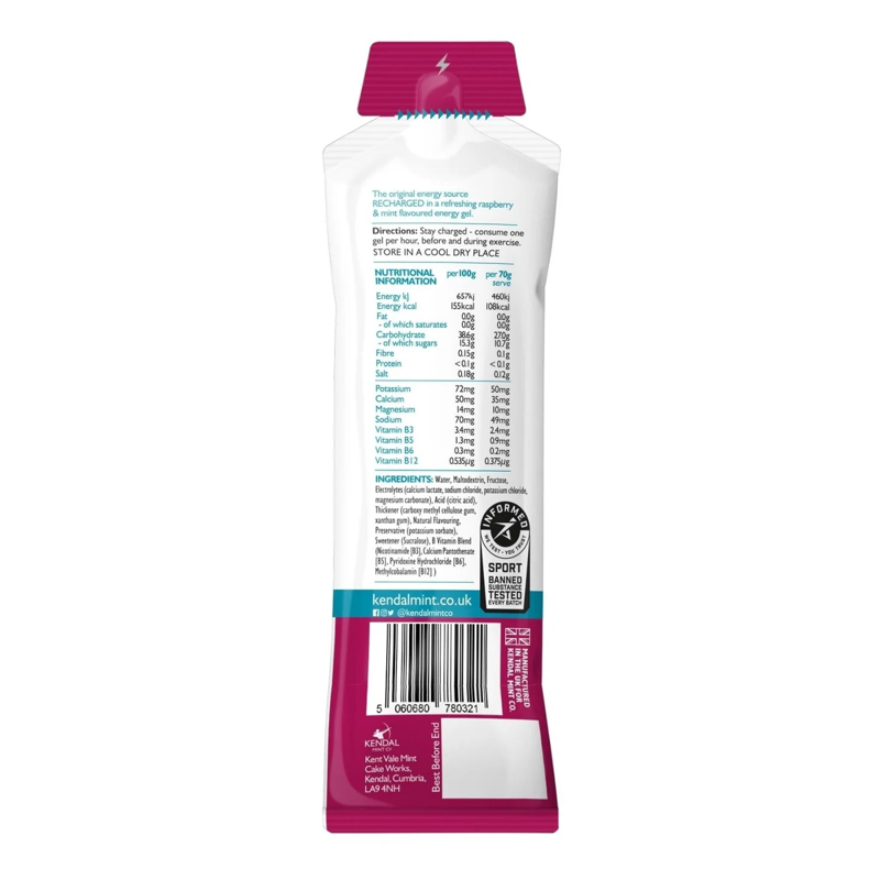 Kendal Mint NRG GEL Raspberry and Mint Energy Gel 70g-1