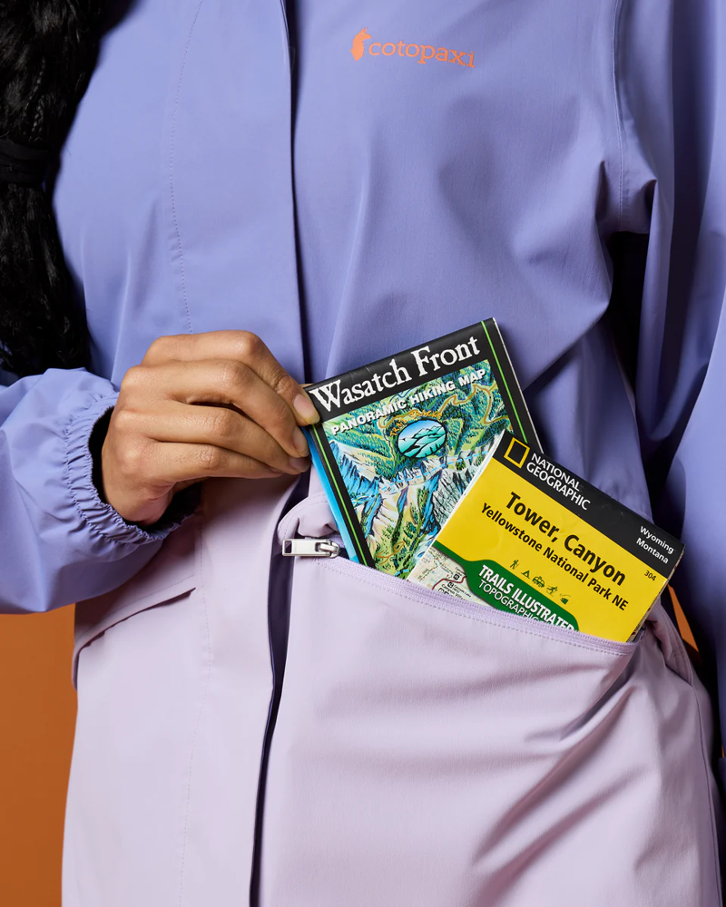 Cotopaxi Women's Rayu Rain Parka in Aster and Moonbeam-6