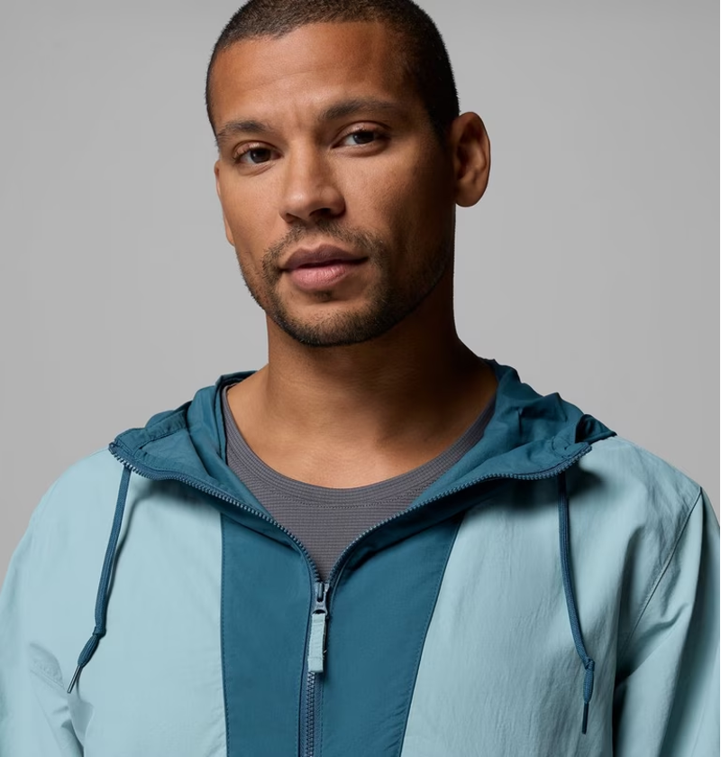 Columbia Men's Spire Valley Hooded Windbreaker in Crushed Blue/Everblue-4