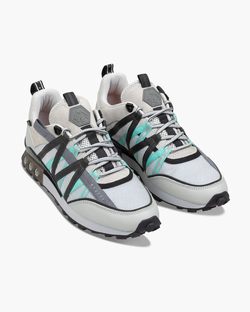Cruyff Men's Fearia Hex-Tech Montserrat Shoes in Light Grey/Turquiose-2