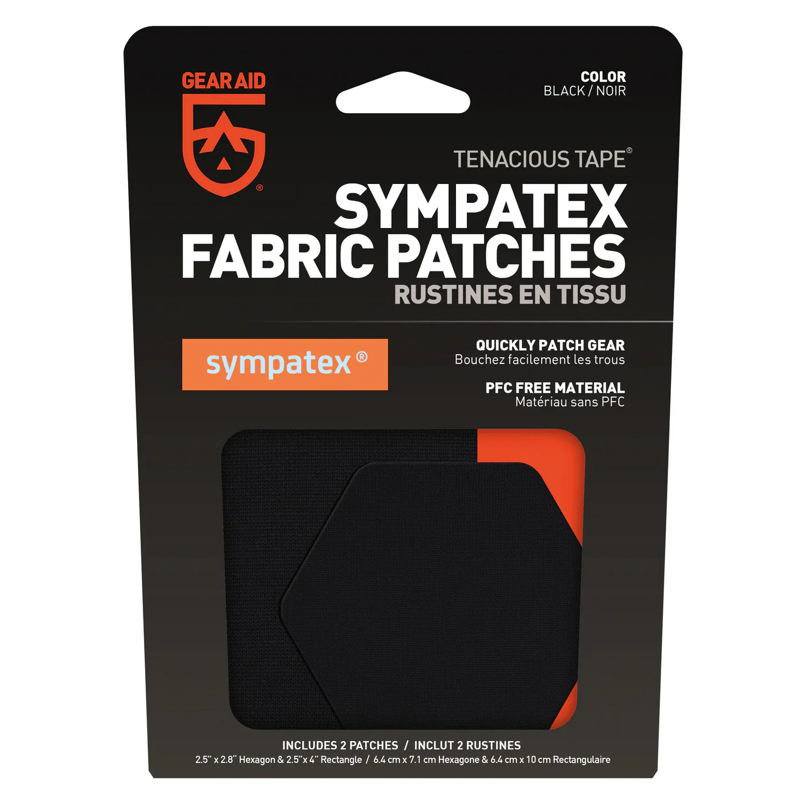 Gear Aid Tenacious Tape Sympatex Fabric Patches in Black - 2 Pack