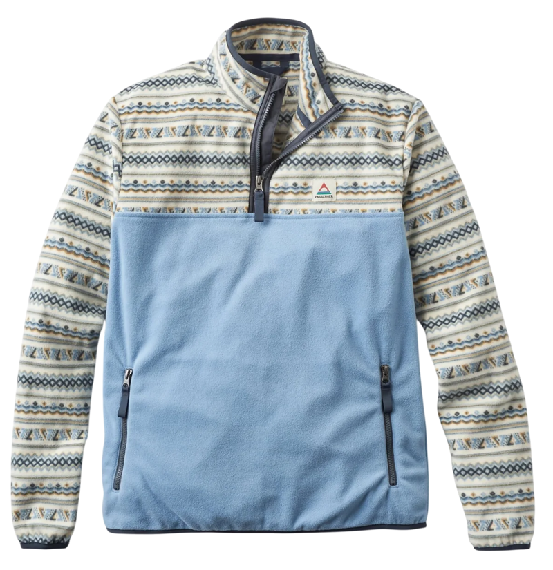 Passenger Men's Set Off Recycled Polar 1/4 Zip Fleece in Geo Stripe Birch