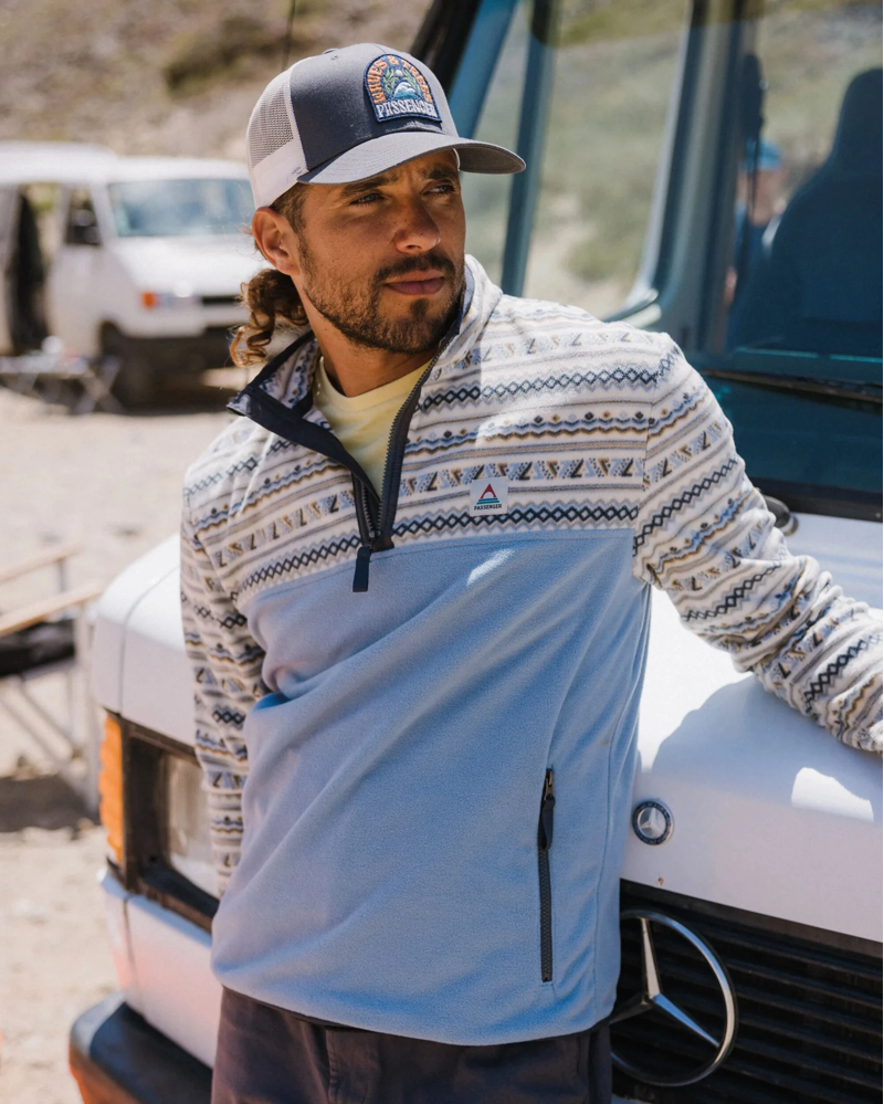 Passenger Men's Set Off Recycled Polar 1/4 Zip Fleece in Geo Stripe Birch-1