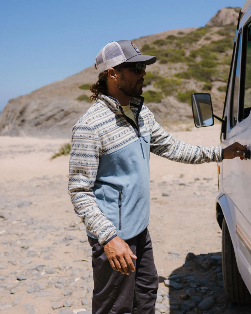 Passenger Men's Set Off Recycled Polar 1/4 Zip Fleece in Geo Stripe Birch-2