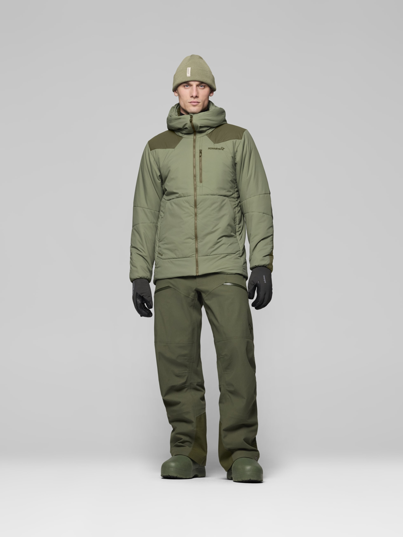Norrona Men's Tamok Thermo80 Zip Hood in Olive Night/Deep Lichen Green-3
