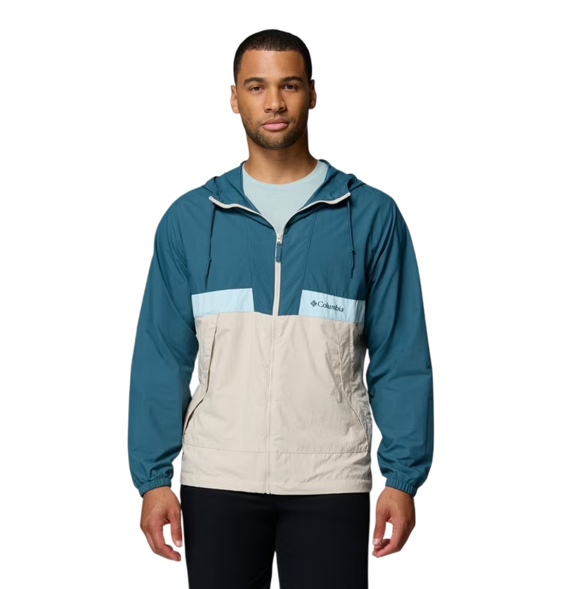 Columbia Men's Spire Valley Hooded Windbreaker in Everblue/Dark Stone