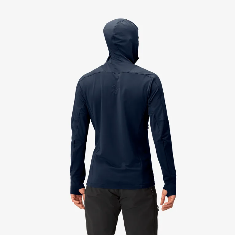 Norrona Men's Falketind Power Grid Zip Hood in Indigo Night-4