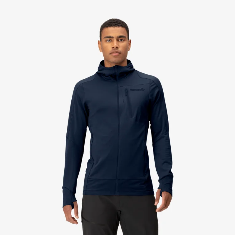 Norrona Men's Falketind Power Grid Zip Hood in Indigo Night-3