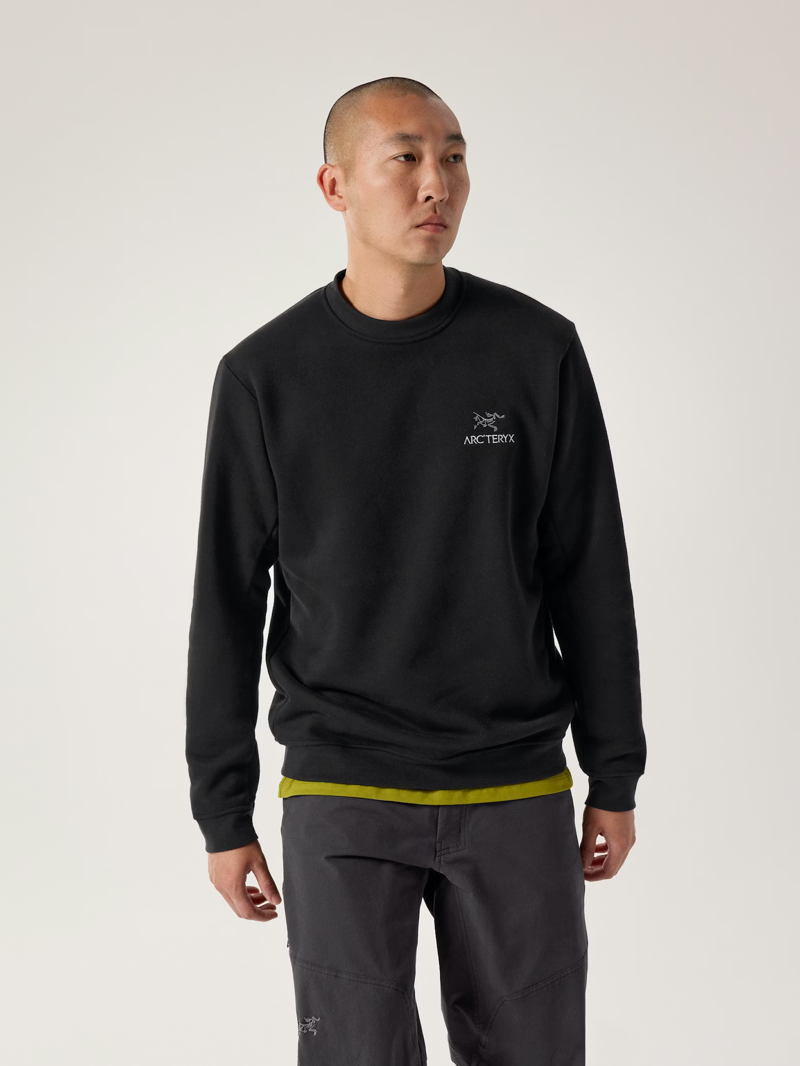Arc'teryx Men's Emblem Crew Neck Fleece Pullover in Black-1