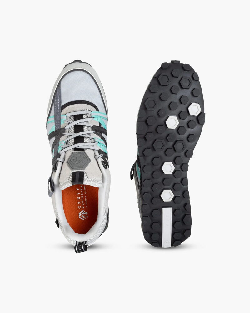 Cruyff Men's Fearia Hex-Tech Montserrat Shoes in Light Grey/Turquiose-4